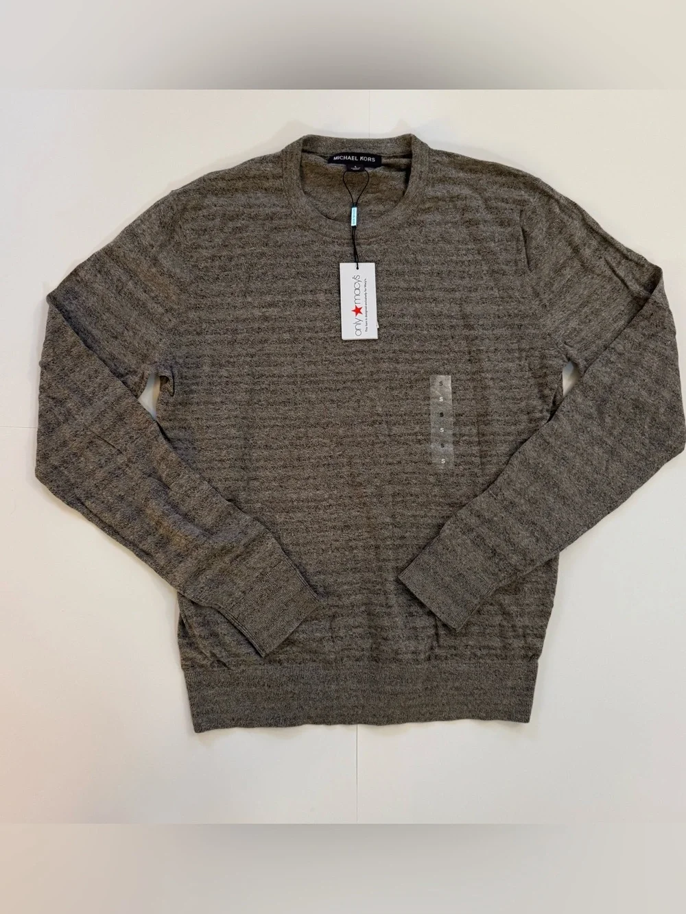 NWT Michael Kors Men's Tri-Color Knit Cotton Crewneck Sweater Size S - Picture 2 of 6